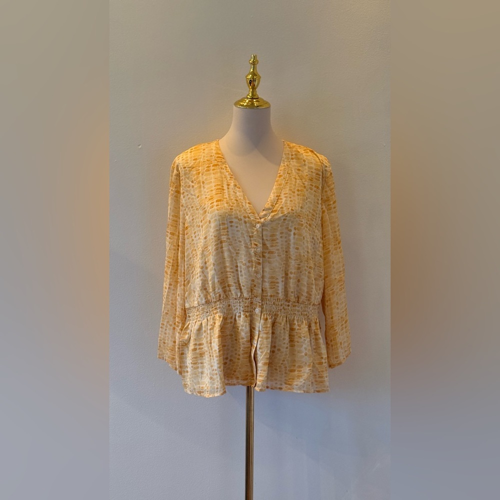 Banana Republic Yellow Blouse Elastic Waist Size XL NWT !